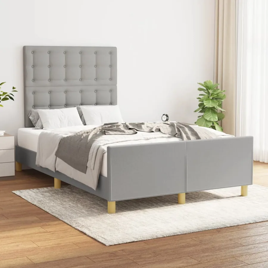 Cadre de lit sans matelas gris clair 120x200 cm tissu