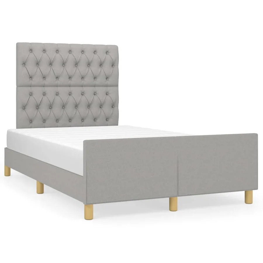 Cadre de lit sans matelas gris clair 120x200 cm tissu - 2