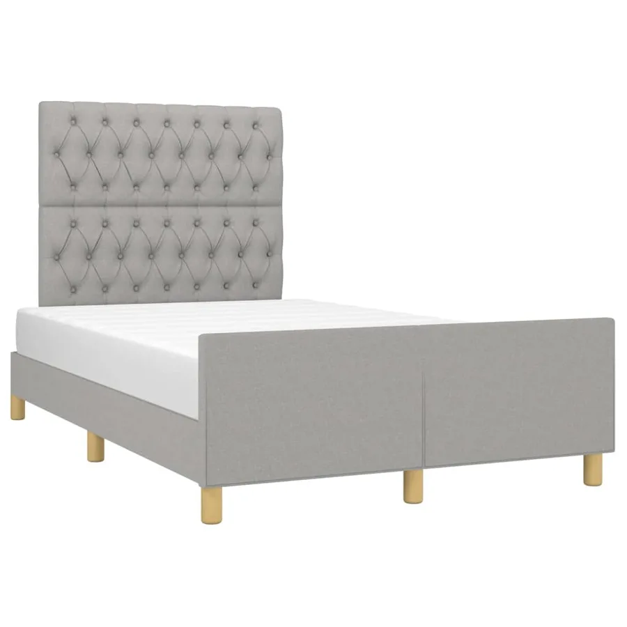 Cadre de lit sans matelas gris clair 120x200 cm tissu - 3