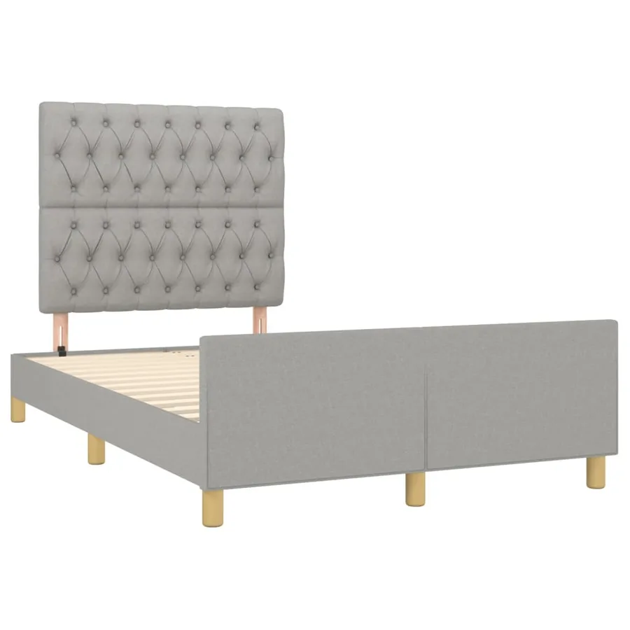 Cadre de lit sans matelas gris clair 120x200 cm tissu - 4