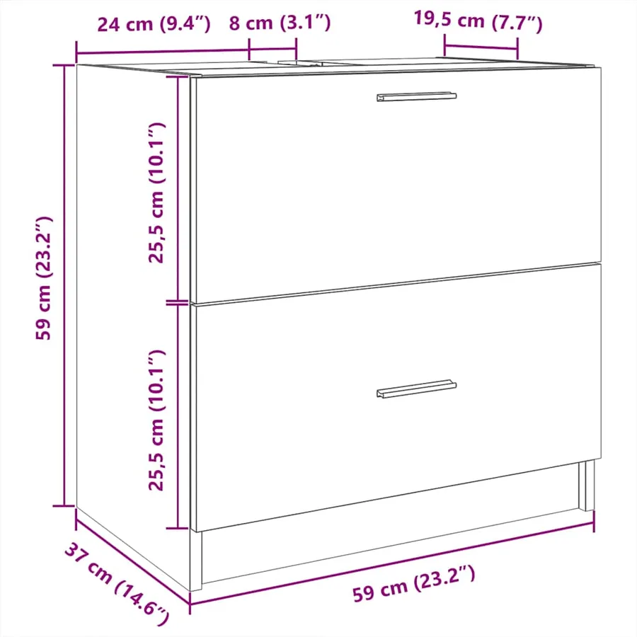 Armoire d'évier blanc 59x37x59 cm bois d'ingénierie - 11