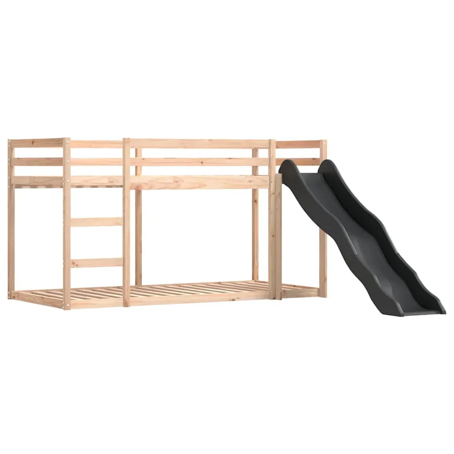 Lit superposé sans matelas avec toboggan et rideaux 80x200 cm - 7