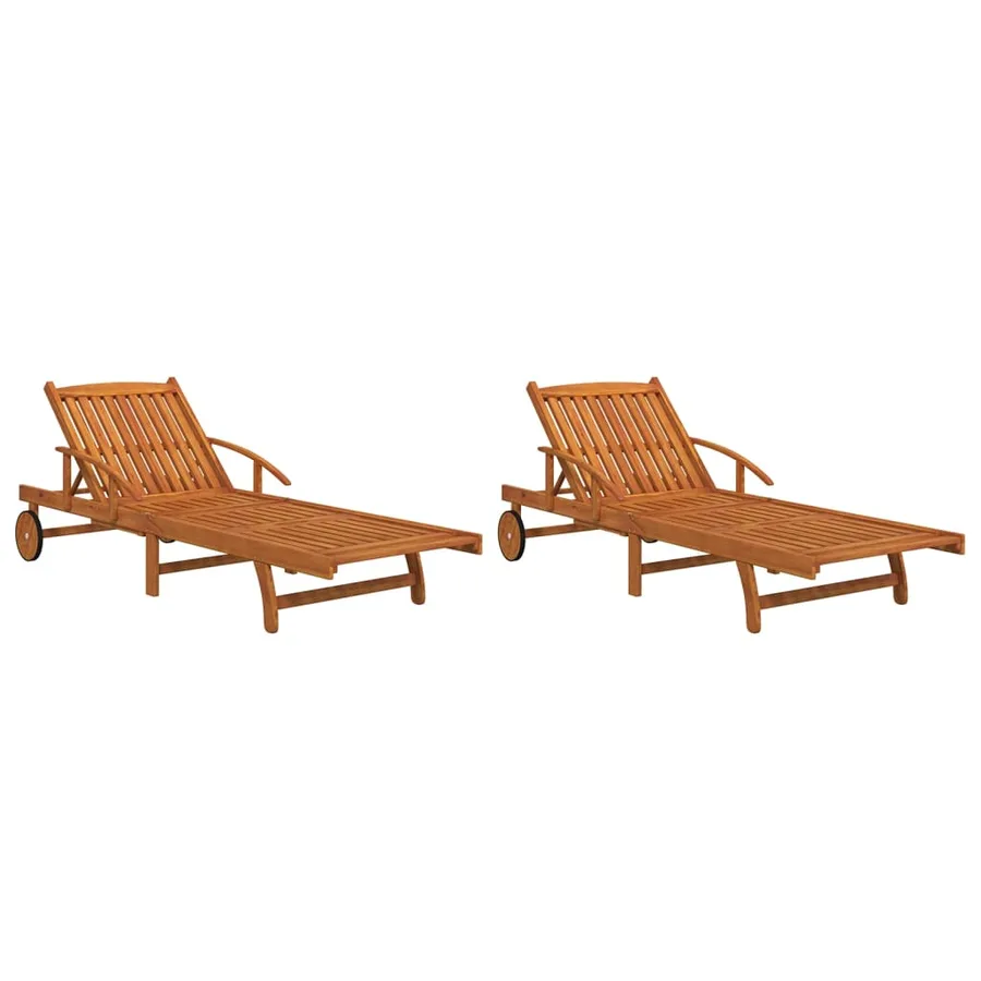 Sun loungers set of 2 Solid acacia wood - 2