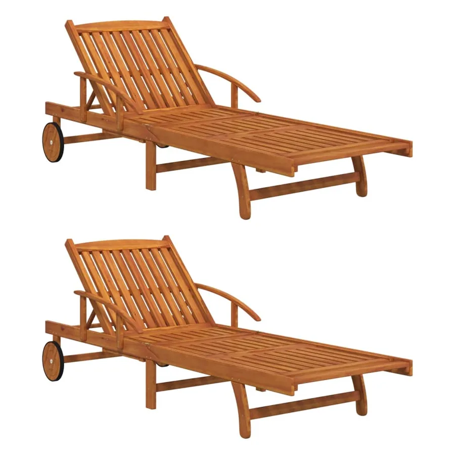 Chaises longues lot de 2 Bois d'acacia solide - 3