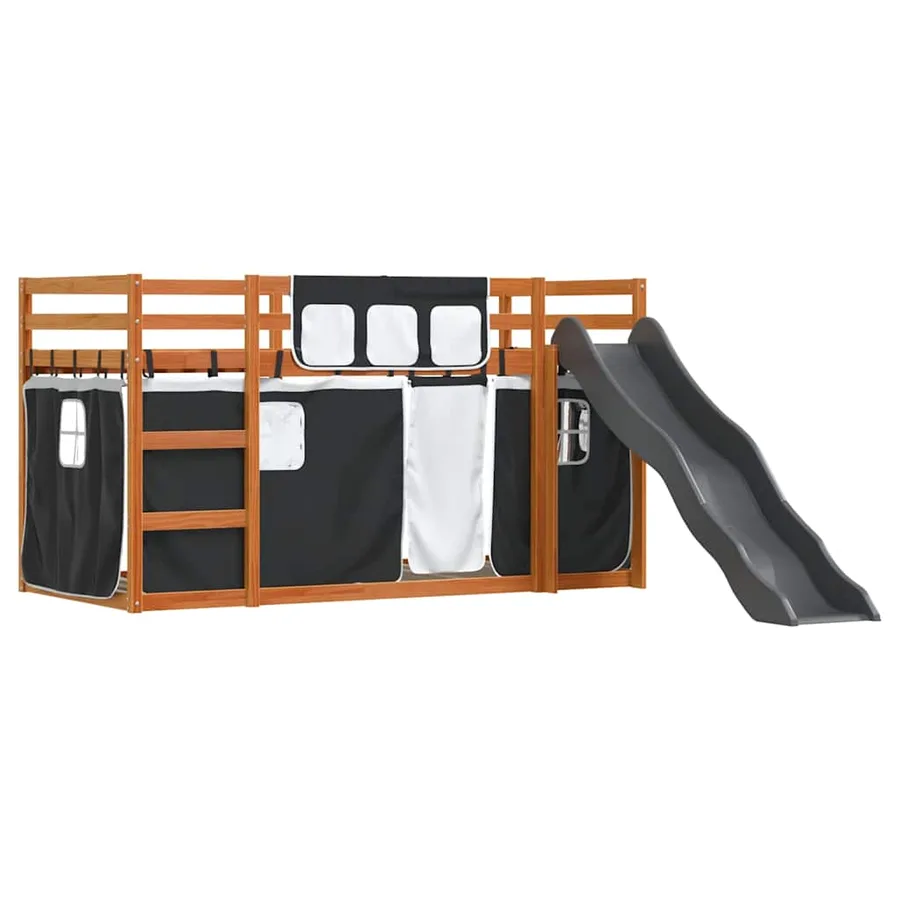 Lit superposé sans matelas avec toboggan blanc noir 90x200 cm - 3