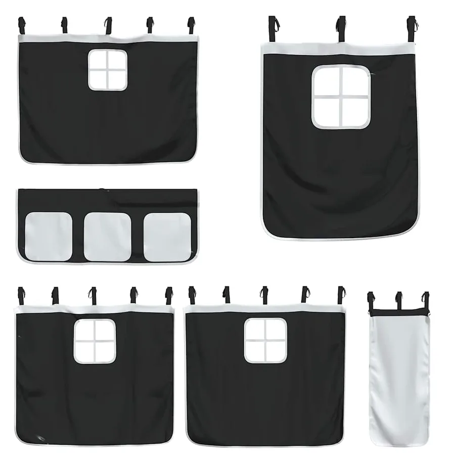 Lit superposé sans matelas avec toboggan blanc noir 90x200 cm - 6