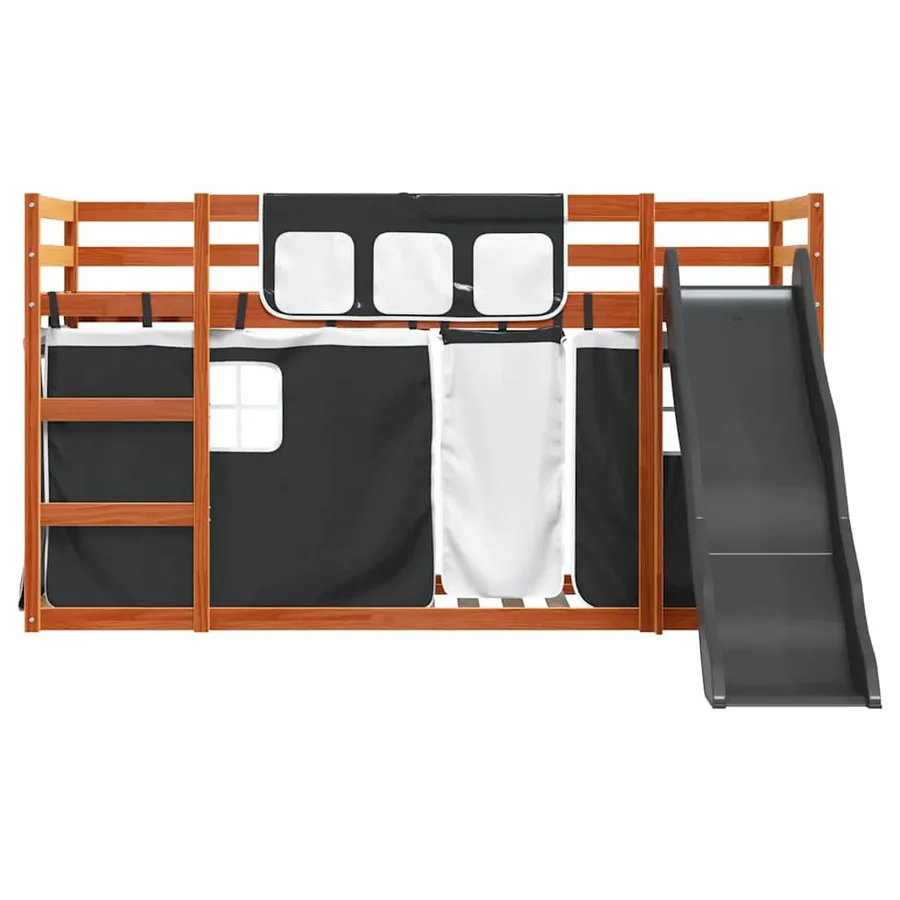 Lit superposé sans matelas avec toboggan blanc noir 90x200 cm - 7