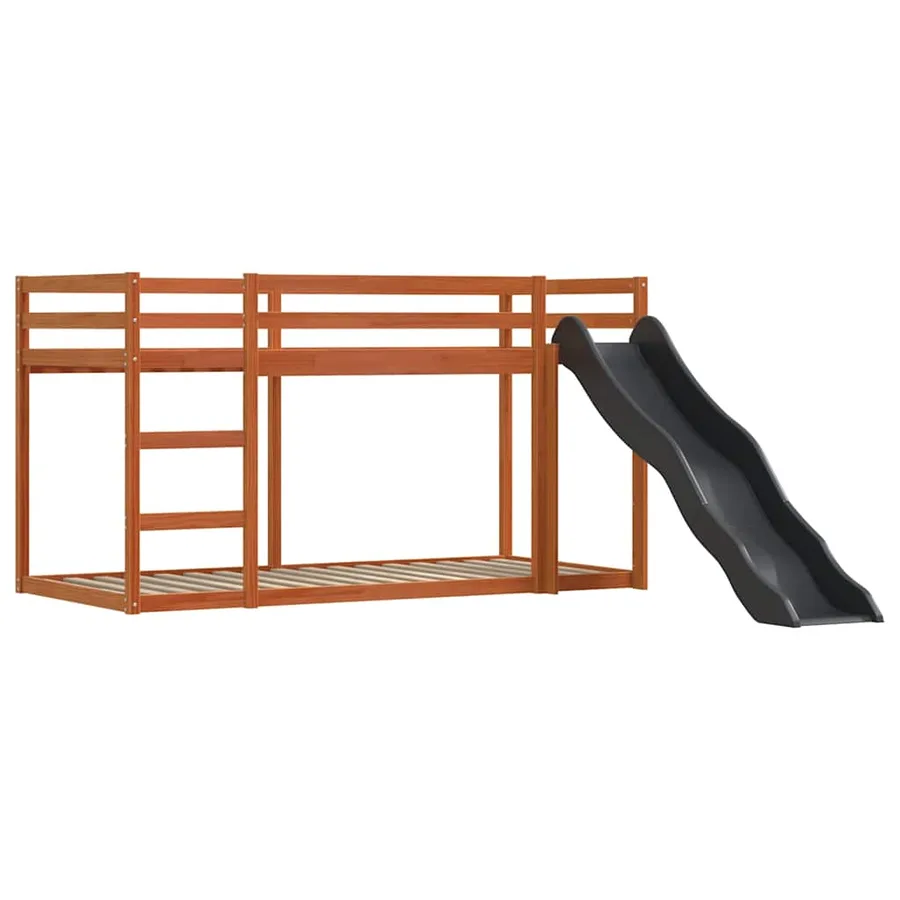 Lit superposé sans matelas avec toboggan blanc noir 90x200 cm - 8