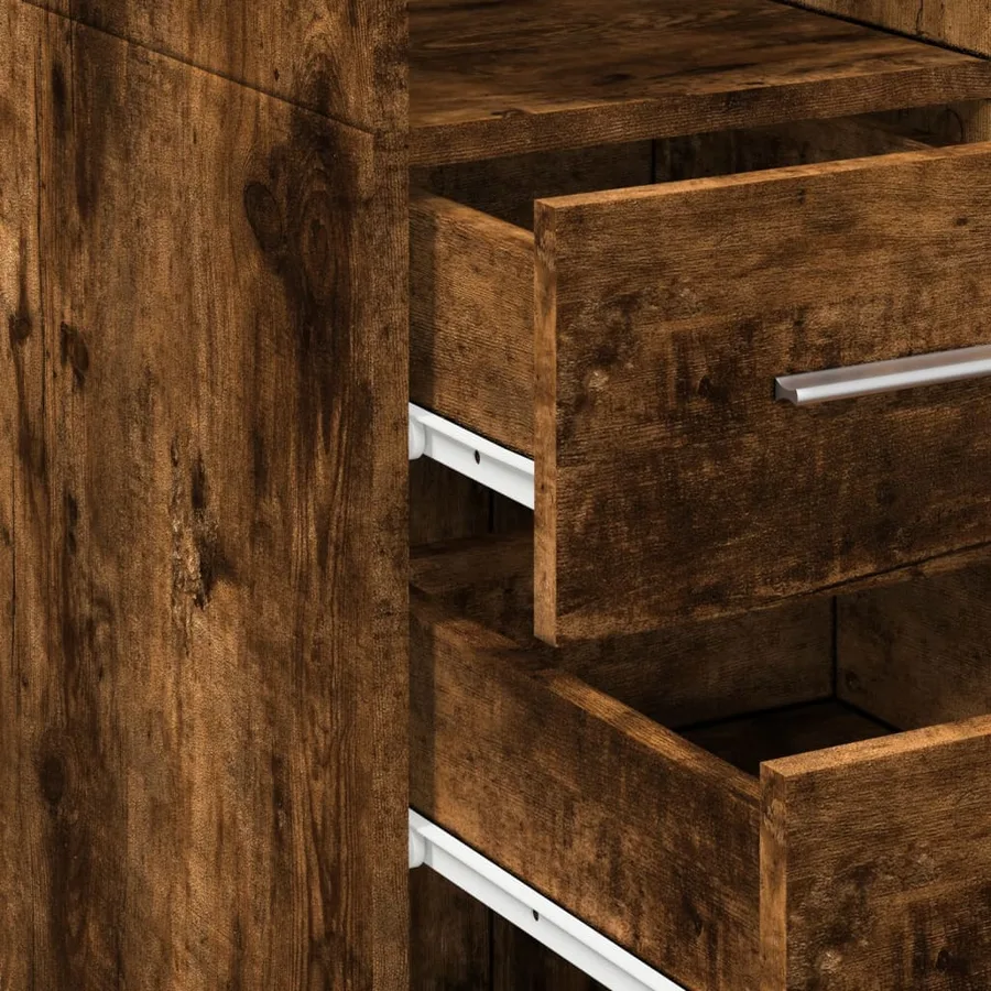 Buffet haut chêne fumé 30x42,5x185 cm bois d'ingénierie - 7