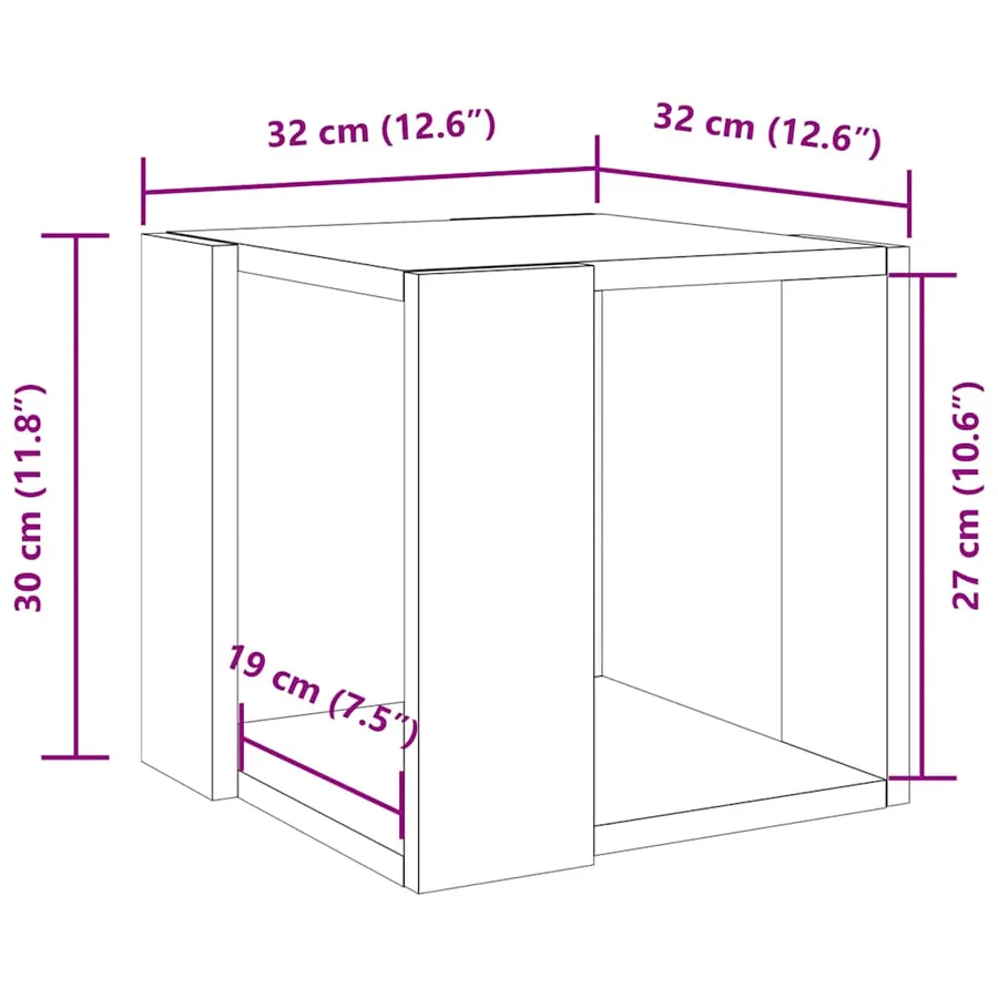 Table basse blanc 32x32x30 cm bois d'ingénierie - 7