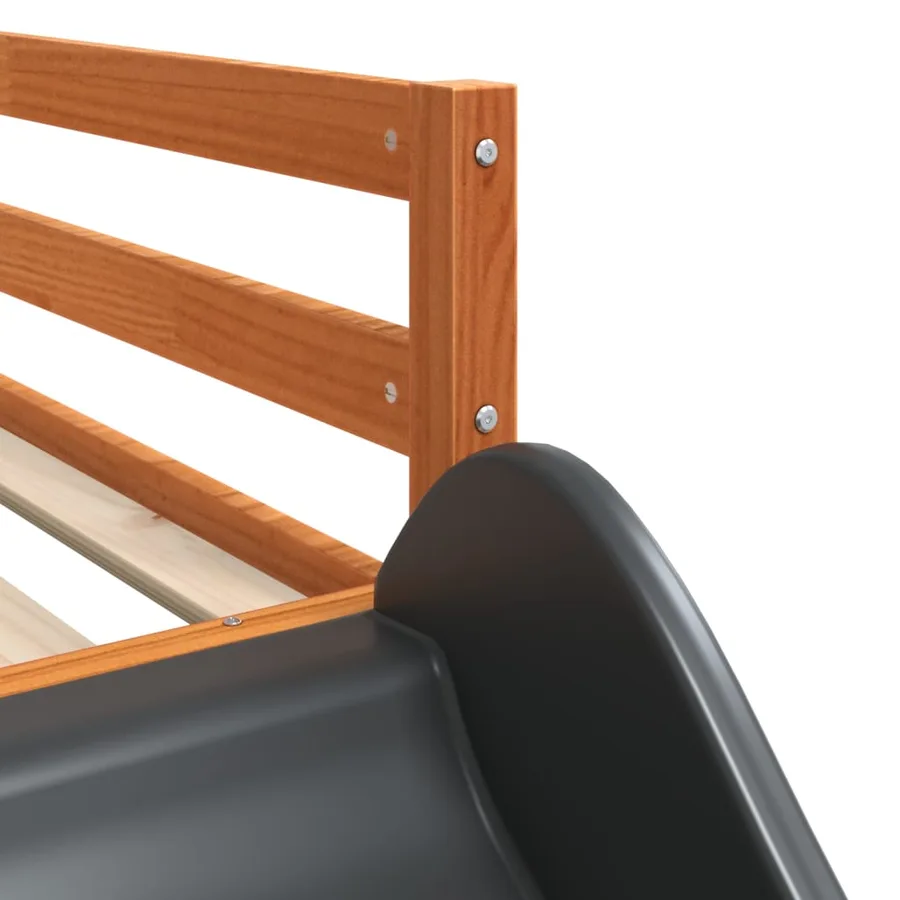 Lit superposé sans matelas avec toboggan blanc noir 80x200 cm - 12