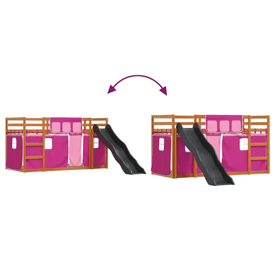 Lit superposé sans matelas avec toboggan et rideaux 80x200 cm - 11