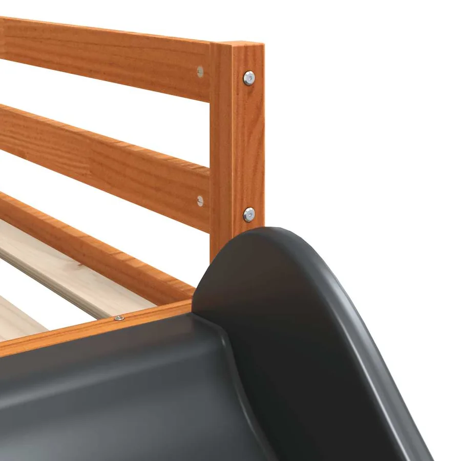 Lit superposé sans matelas avec toboggan et rideaux 80x200 cm - 12