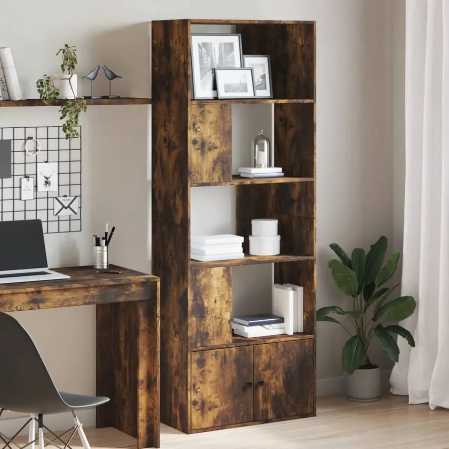 Bibliothèque chêne fumé 70x36x189 cm bois d'ingénierie