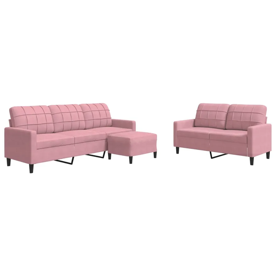 Ensemble de canapés 3 pcs avec coussins Rose Velours - 2