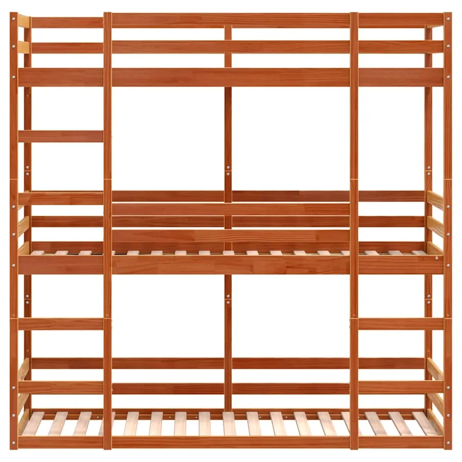 Lit superposé triple sans matelas 75x190 cm bois de pin massif - 5