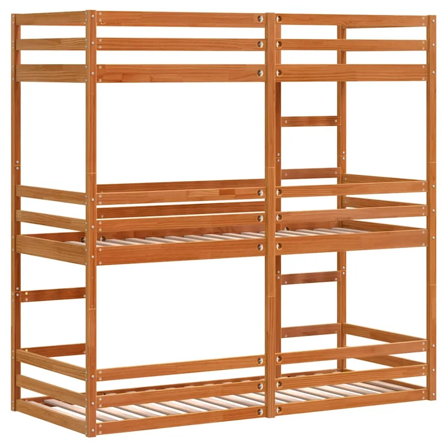 Lit superposé triple sans matelas 75x190 cm bois de pin massif - 7