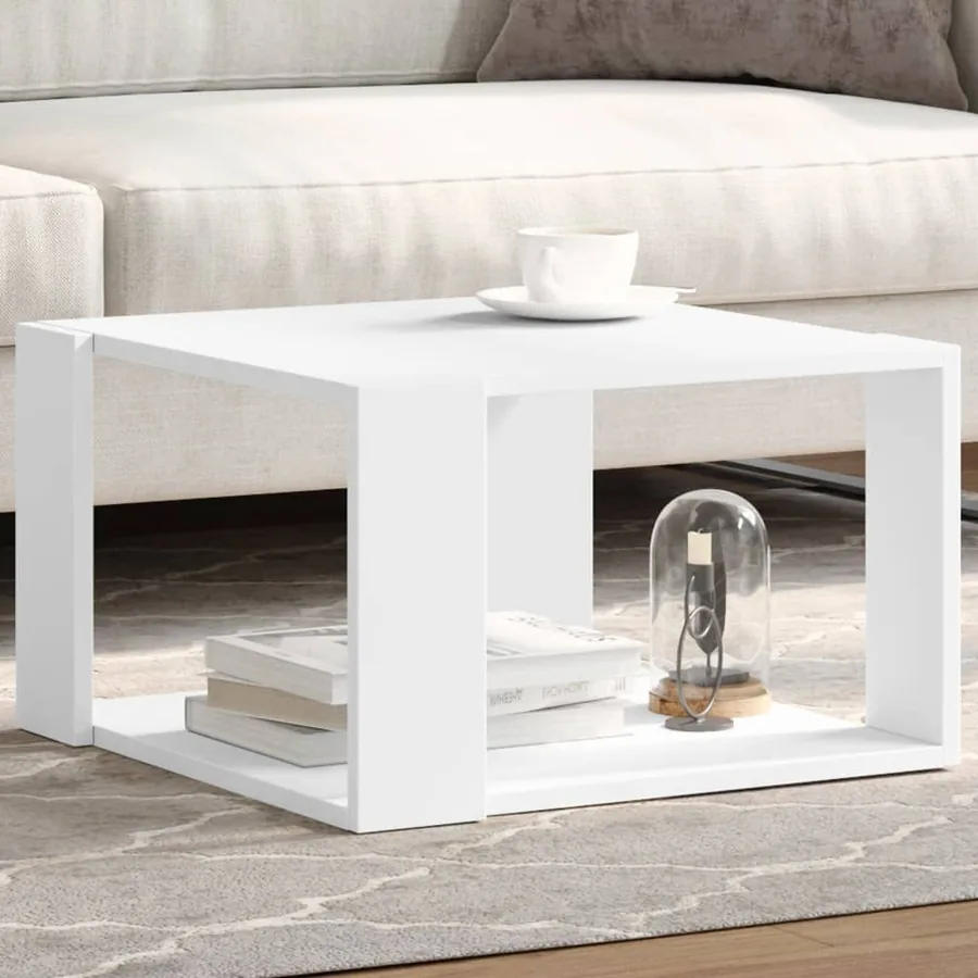 Table basse blanche 51,5 x 51,5 x 30 cm Bois d'ingénierie