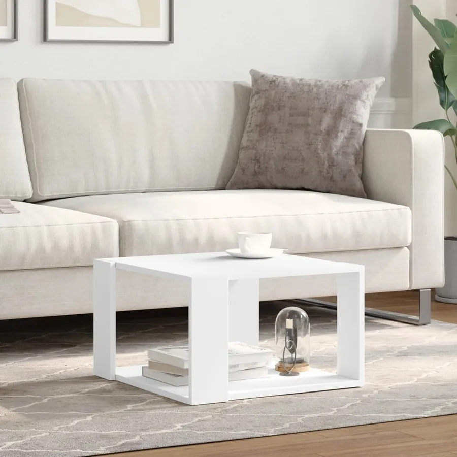 Table basse blanche 51,5 x 51,5 x 30 cm Bois d'ingénierie - 3
