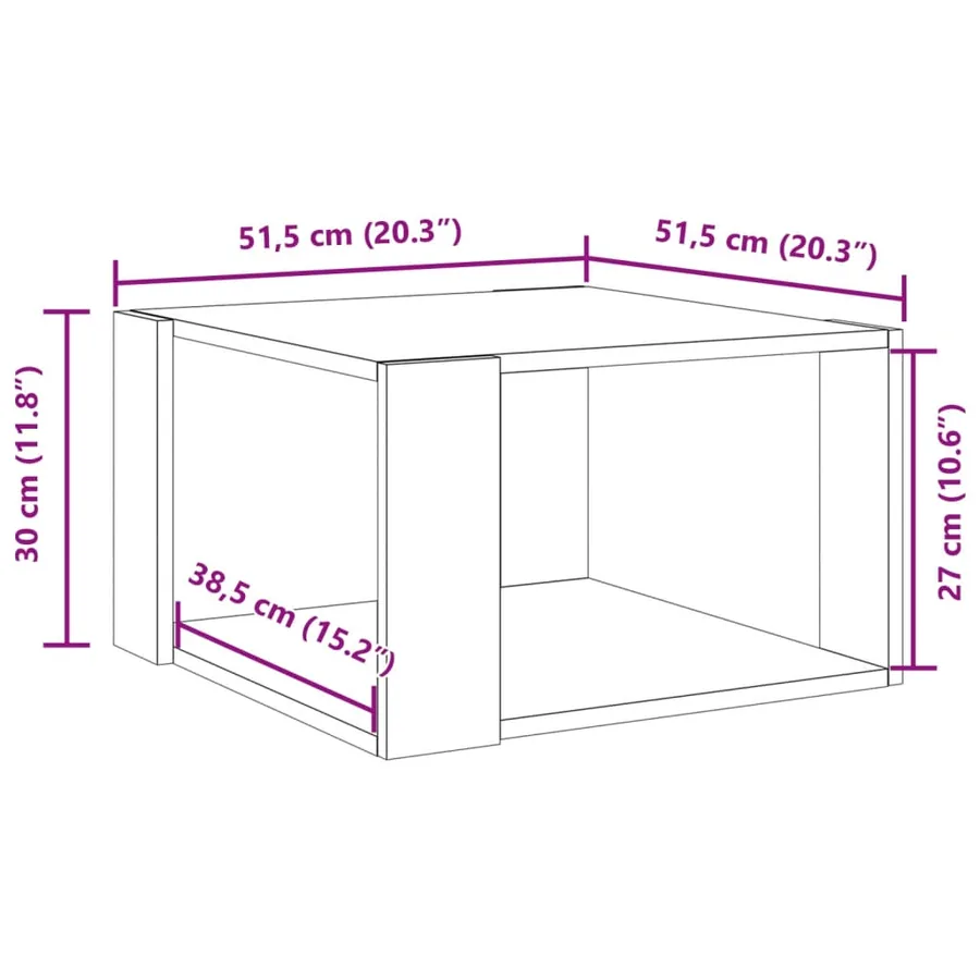 Table basse blanche 51,5 x 51,5 x 30 cm Bois d'ingénierie - 9