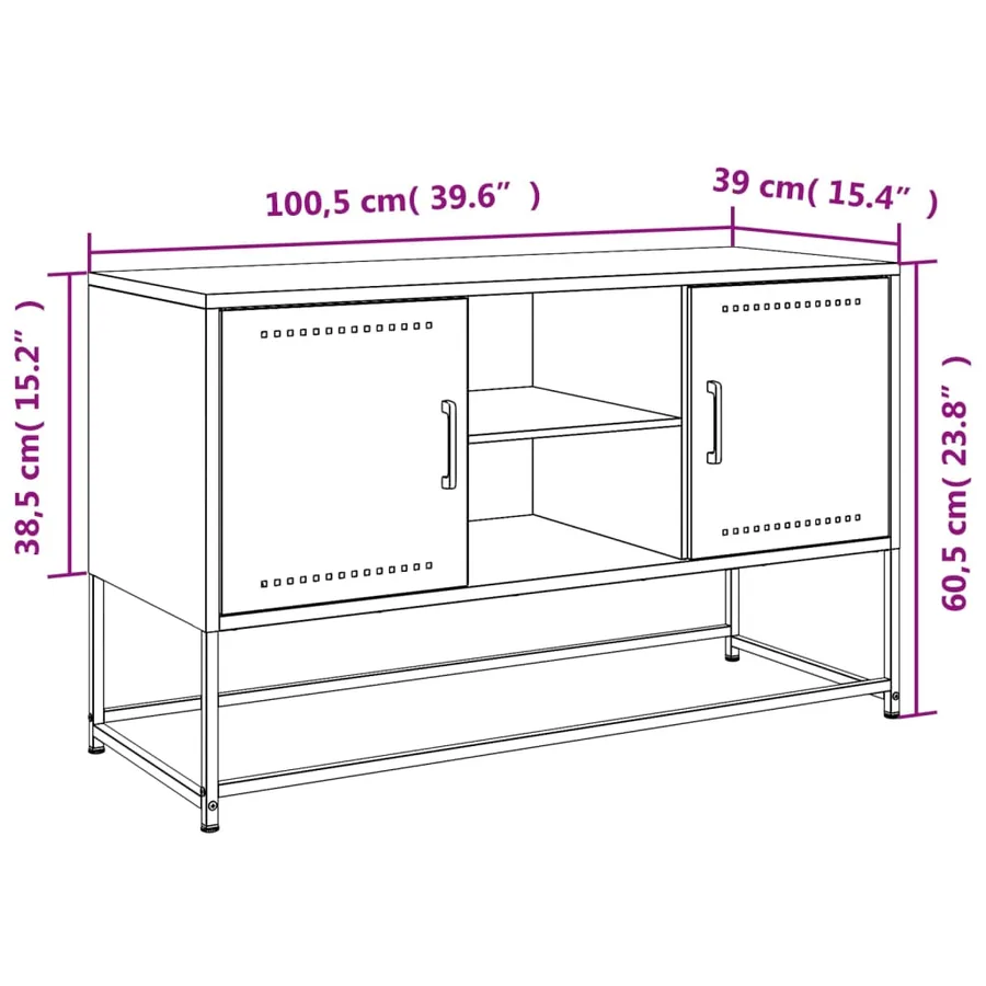 Meuble TV noir 100,5x39x60,5 cm acier - 12