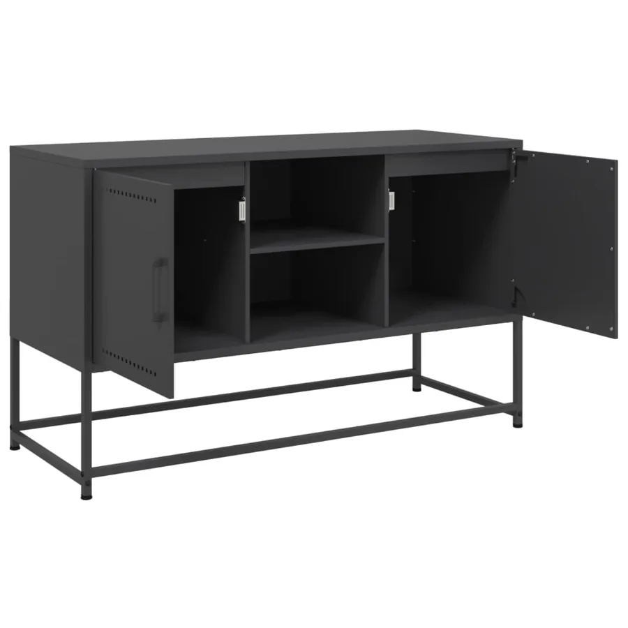 Meuble TV noir 100,5x39x60,5 cm acier - 9