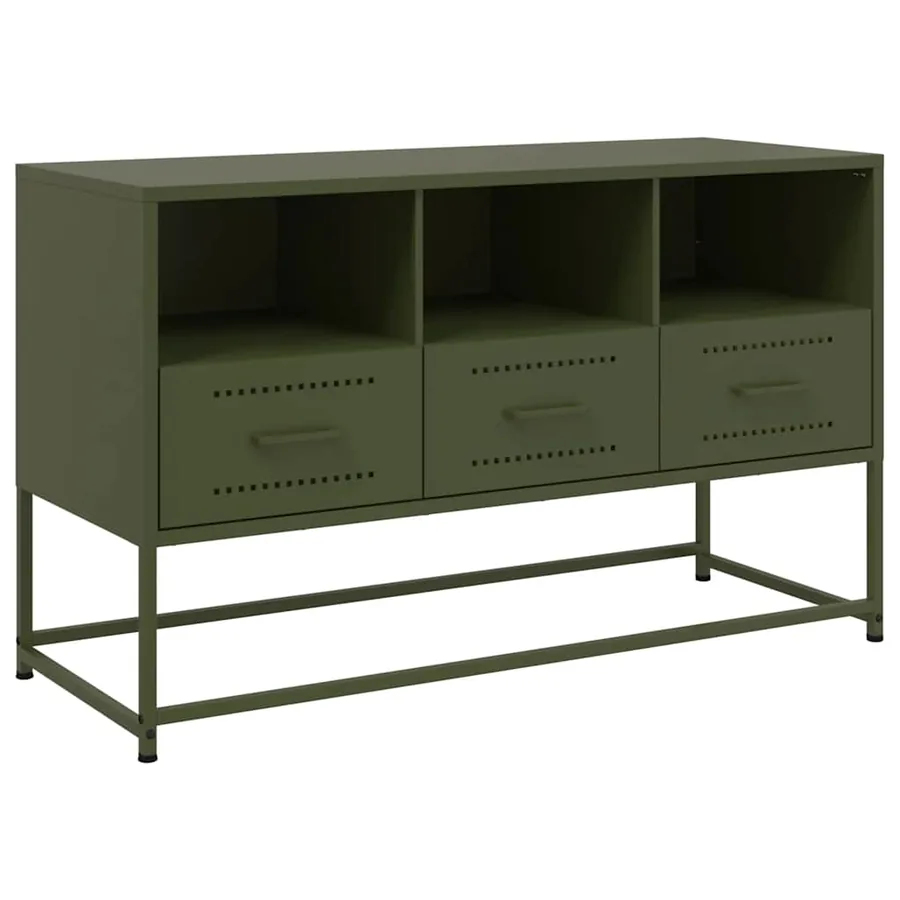 Meuble TV vert olive 100,5x39x60,5 cm acier - 2
