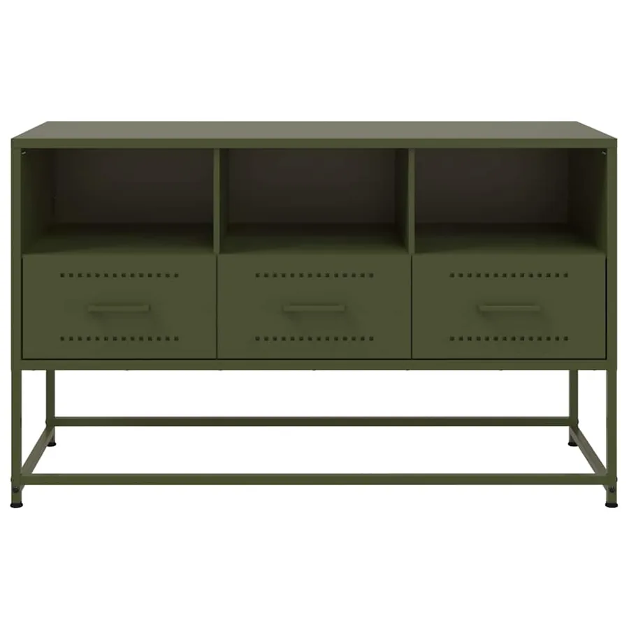 Meuble TV vert olive 100,5x39x60,5 cm acier - 6