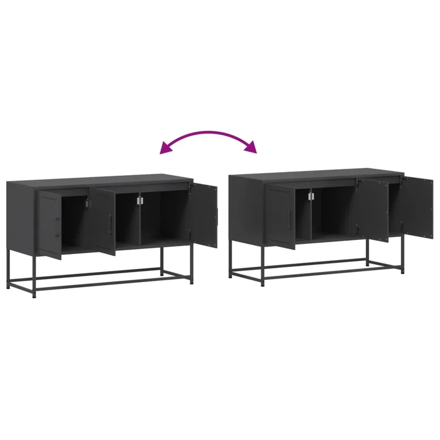 Meuble TV noir 100,5x39x60,5 cm acier - 10
