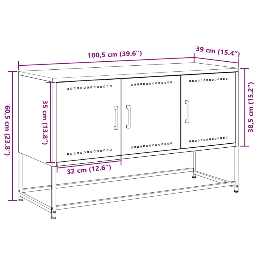 Meuble TV noir 100,5x39x60,5 cm acier - 13
