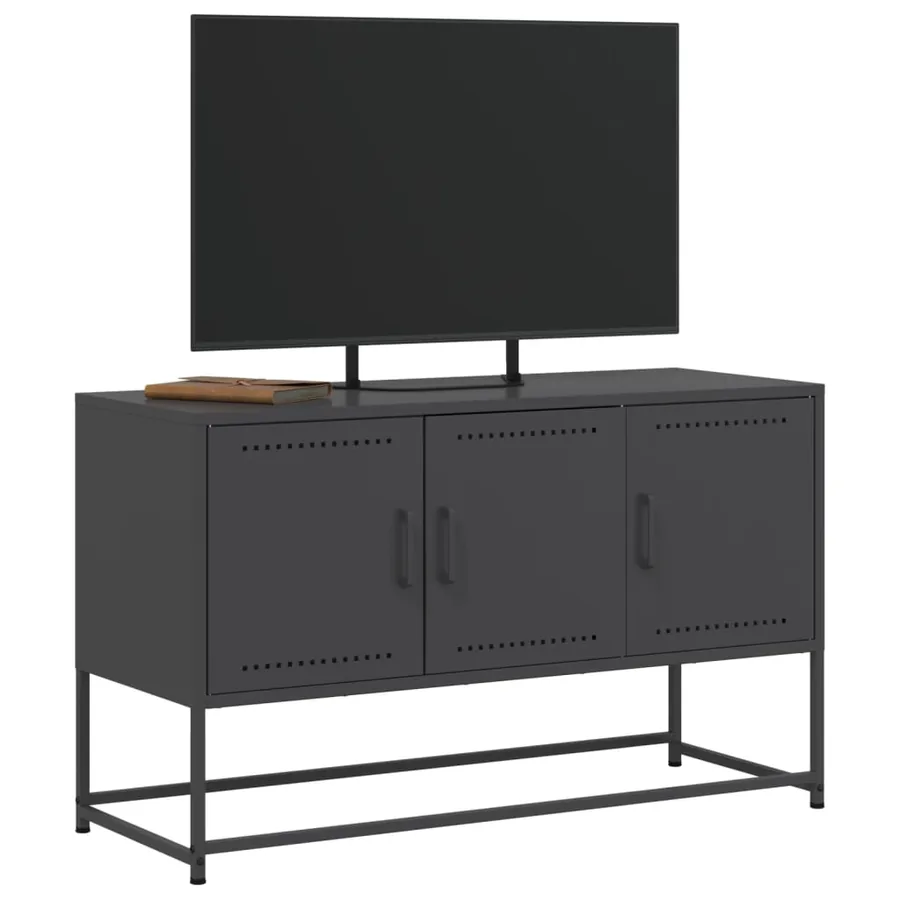 Meuble TV noir 100,5x39x60,5 cm acier - 4
