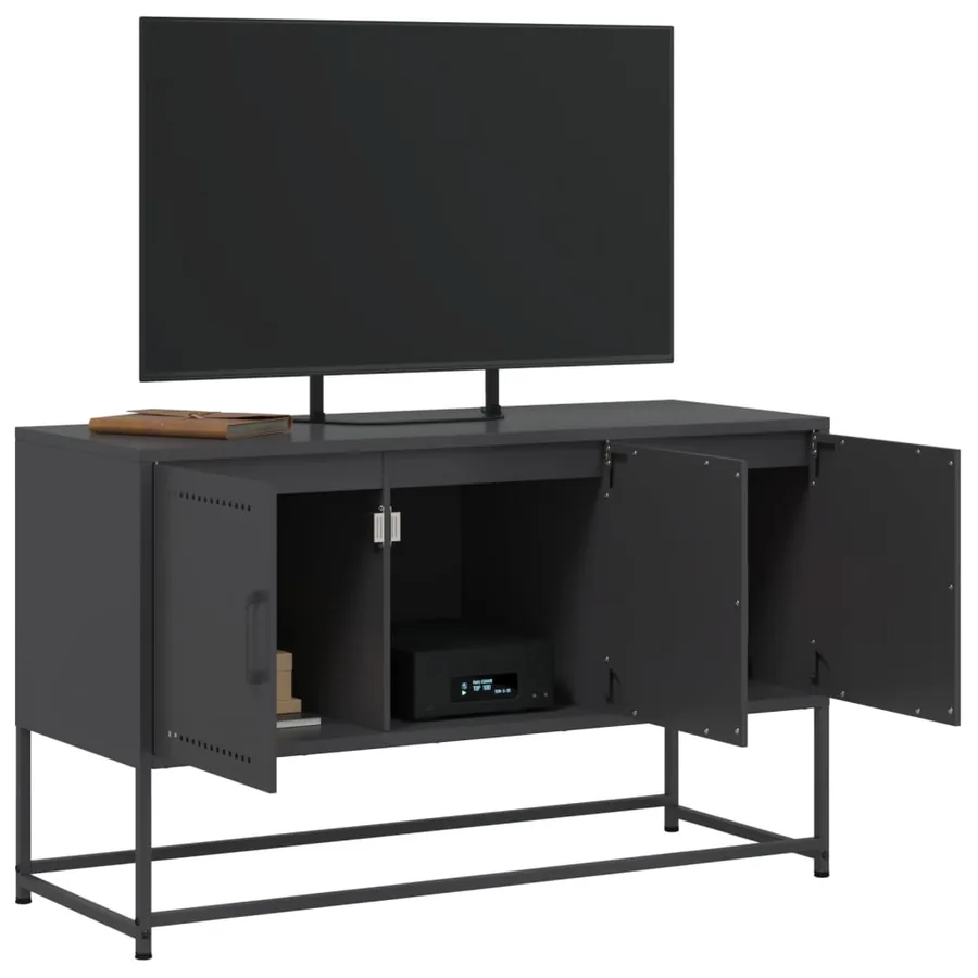 Meuble TV noir 100,5x39x60,5 cm acier - 5
