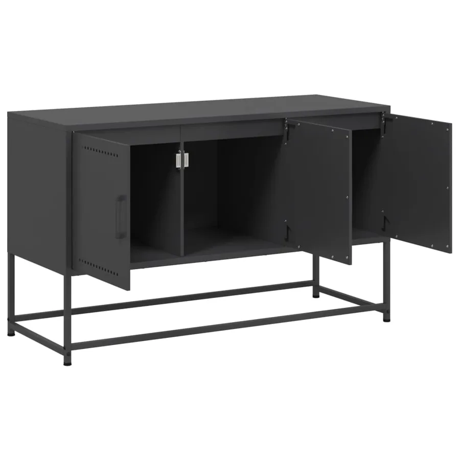 Meuble TV noir 100,5x39x60,5 cm acier - 9