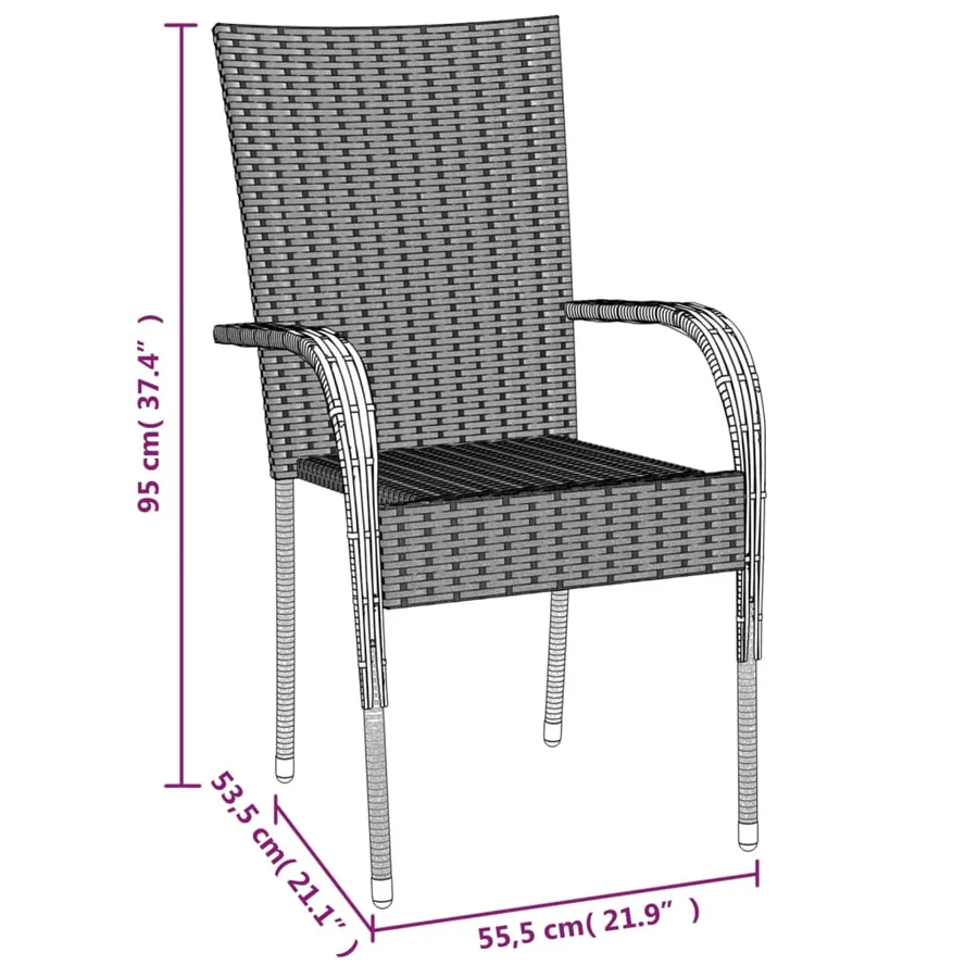 Ensemble à manger de jardin 5 pcs Gris Résine tressée - 10