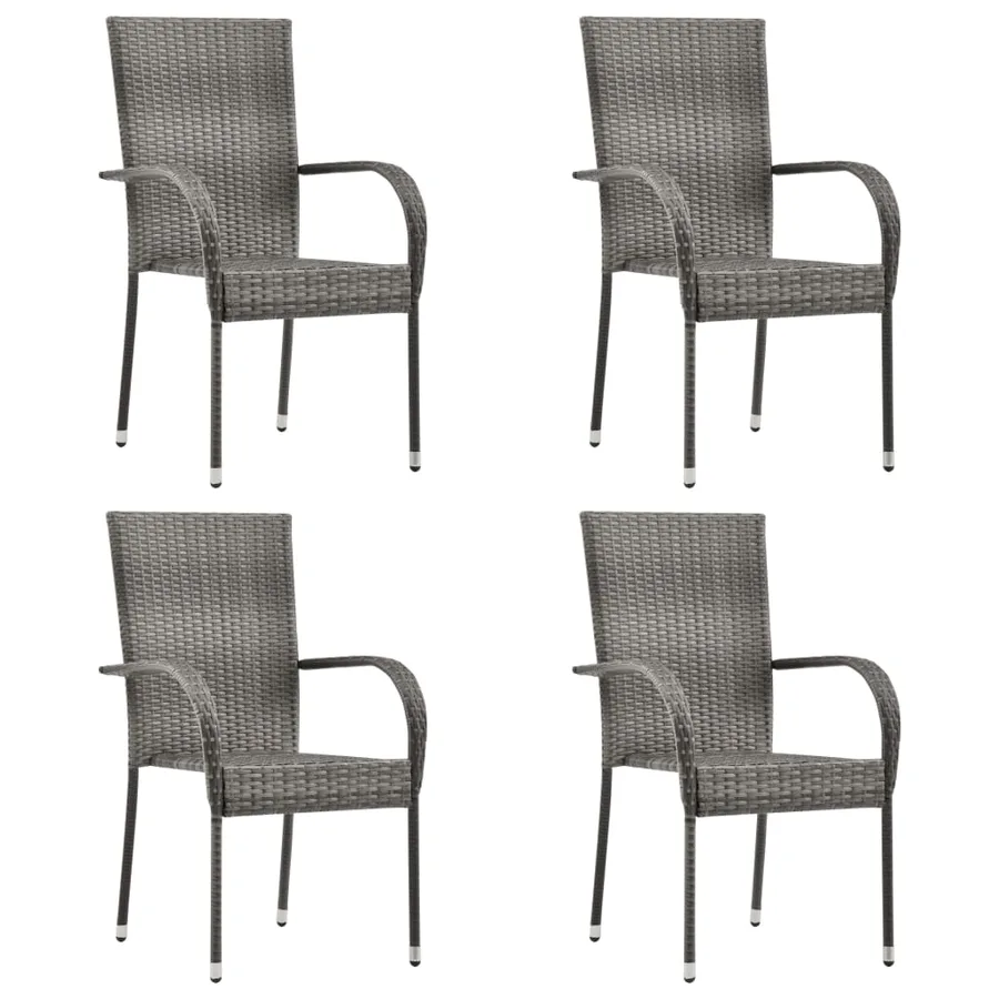 Ensemble à manger de jardin 5 pcs Gris Résine tressée - 4