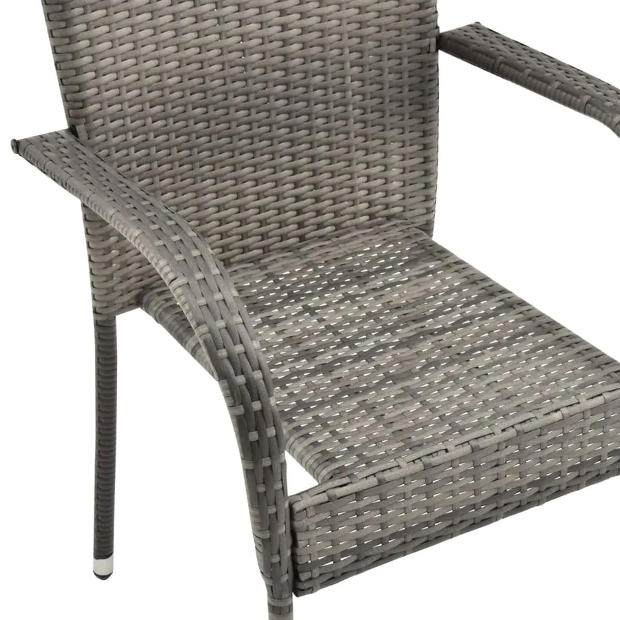 Ensemble à manger de jardin 5 pcs Gris Résine tressée - 6