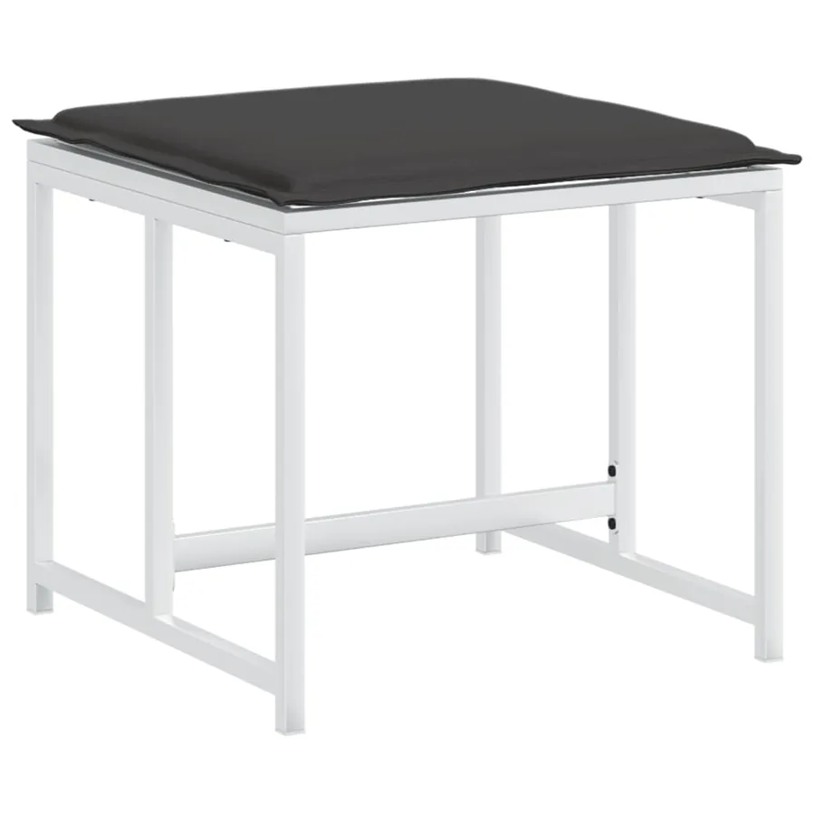 Tabourets de jardin avec coussins 4pcs blanc acier et textilène - 5