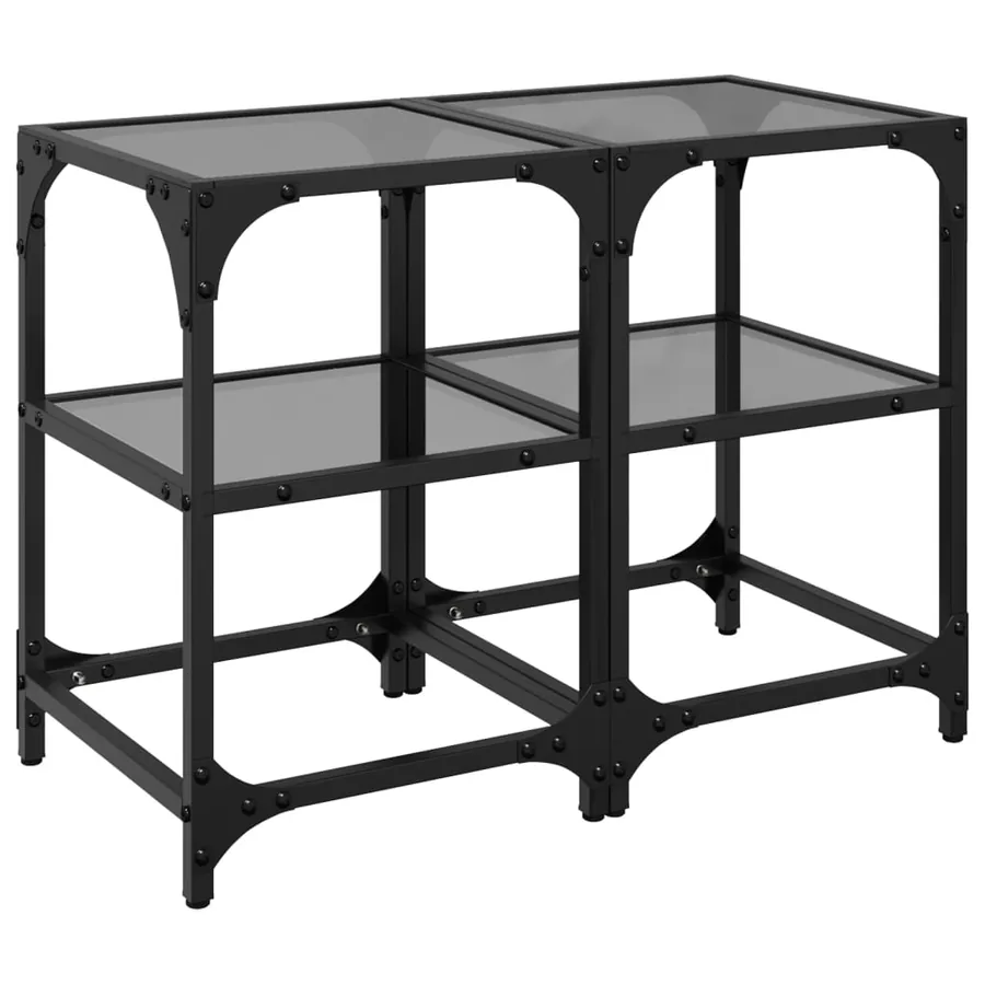 Tables basses avec dessus en verre noir 2 pcs 30x30x45 cm acier - 2