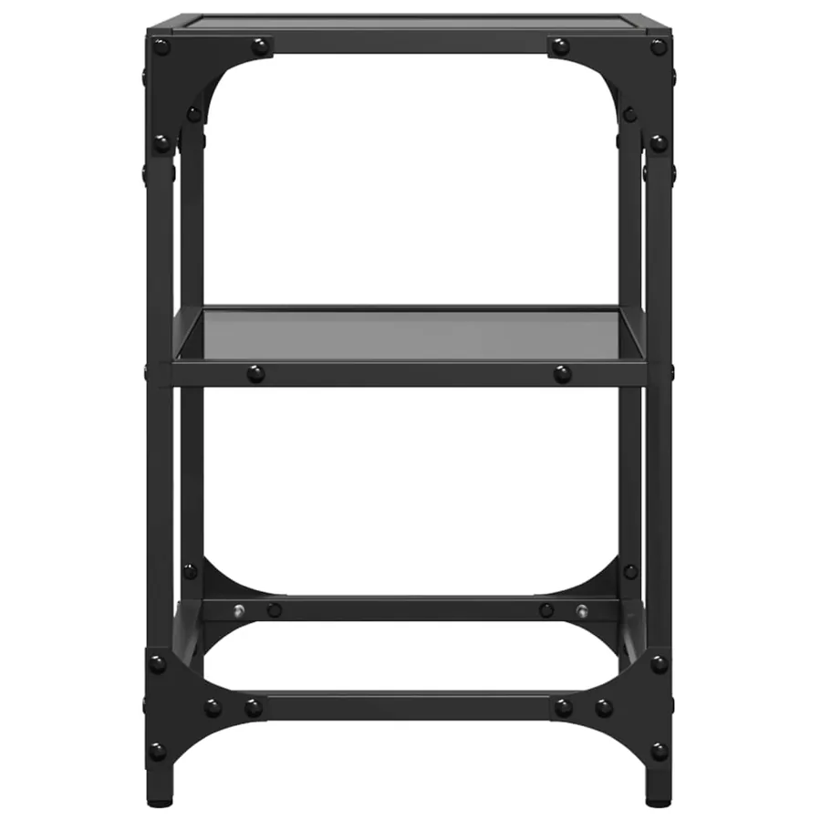 Tables basses avec dessus en verre noir 2 pcs 30x30x45 cm acier - 4