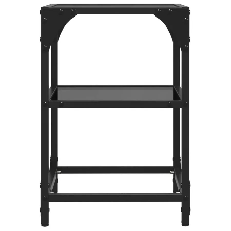 Tables basses avec dessus en verre noir 2 pcs 30x30x45 cm acier - 5