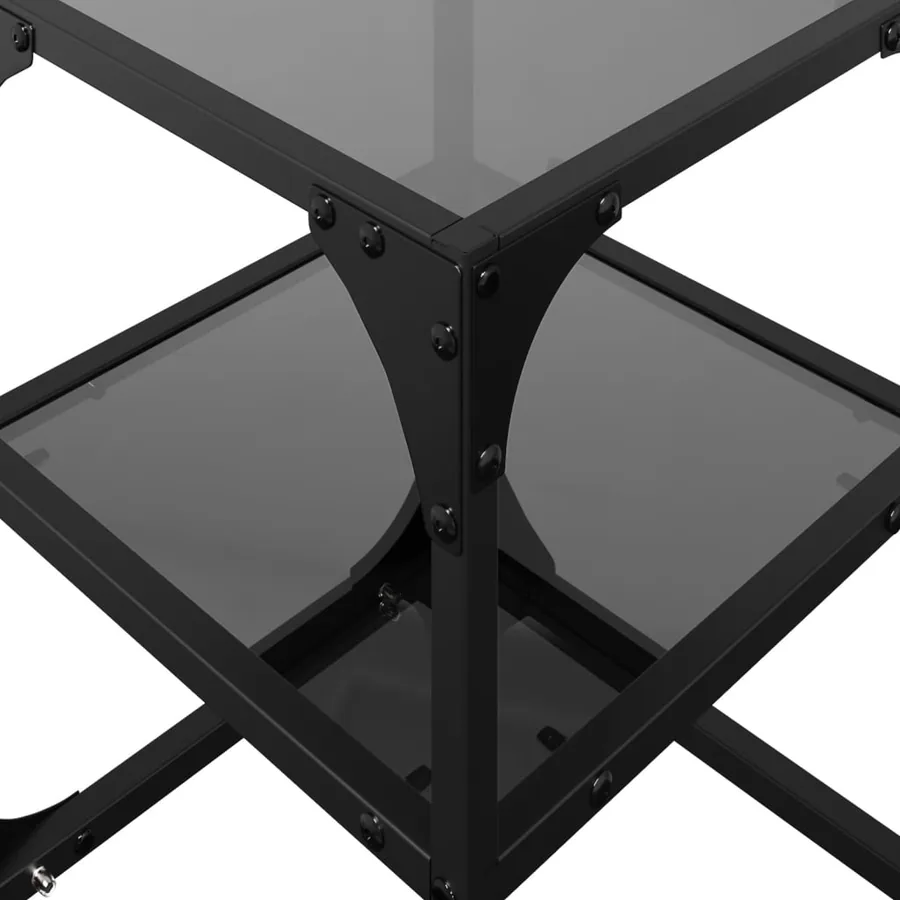 Tables basses avec dessus en verre noir 2 pcs 30x30x45 cm acier - 8