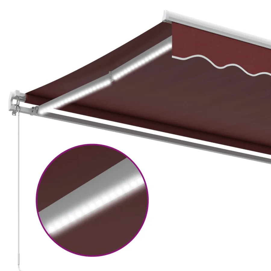 Auvent manuel rétractable avec LED bordeaux 600x350 cm - 8