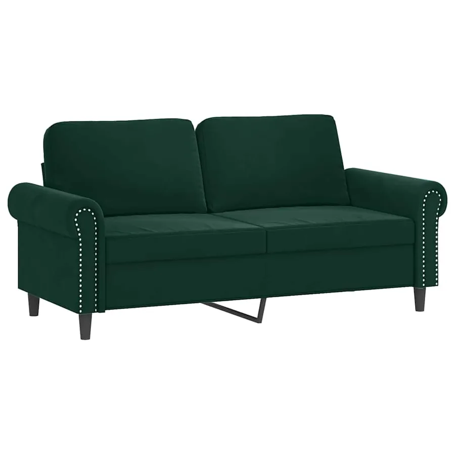 Ensemble de canapés 2 pcs avec coussins vert foncé velours - 4