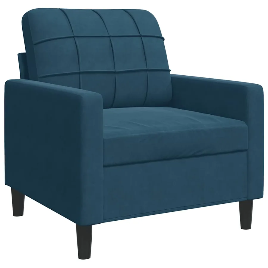 Ensemble de canapés 3pcs et coussins et traversins bleu velours - 6