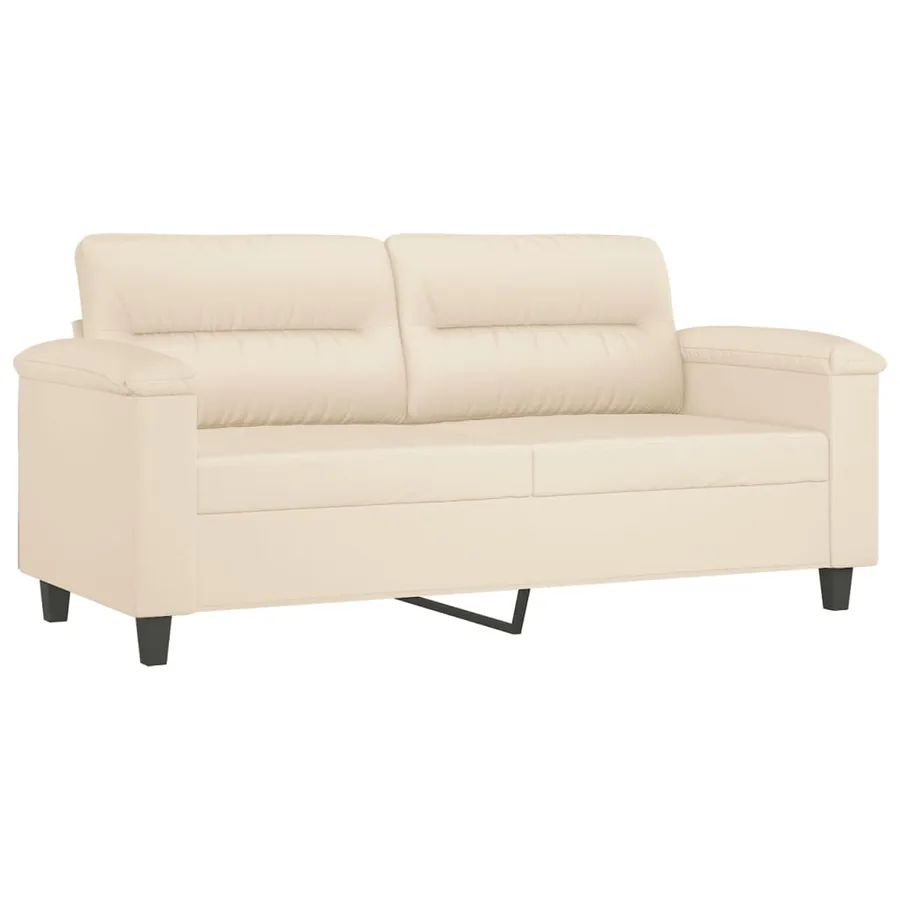 Ensemble de canapés 3 pcs avec coussins Beige Tissu microfibre - 4