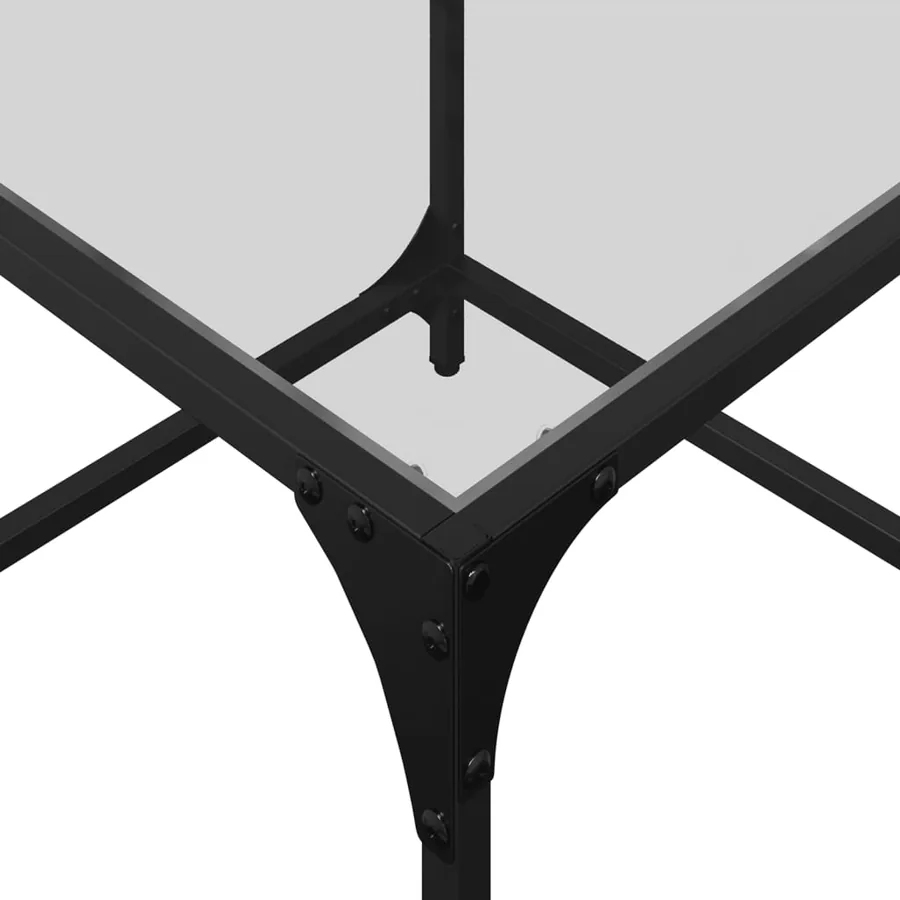 Table basse avec dessus en verre transparent 50x50x40 cm acier - 8