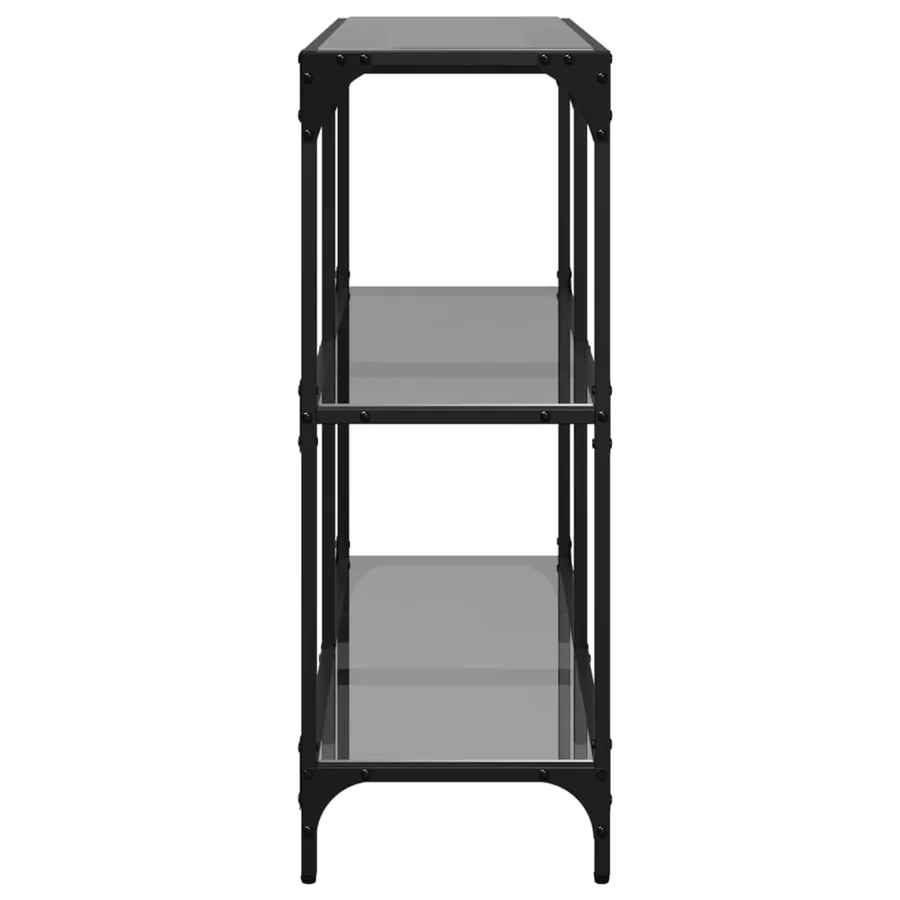 Table console avec dessus en verre noir 98x30x81 cm acier - 5