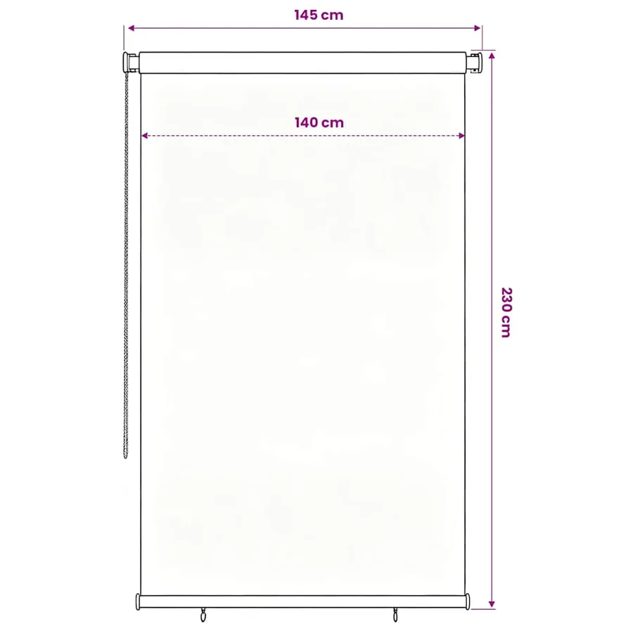 Store roulant d'extérieur 145 (l) x 230 (H) cm marron HDPE - 6