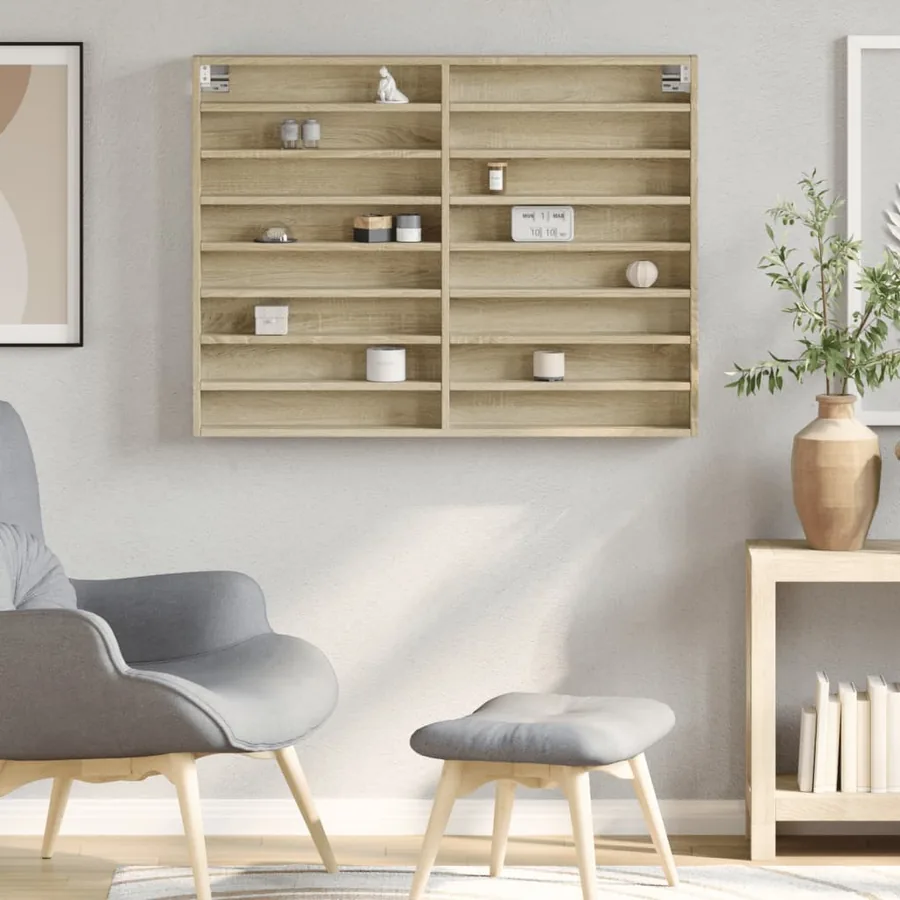 Armoire à vitrine chêne sonoma 100x8,5x75 cm bois d'ingénierie - 3