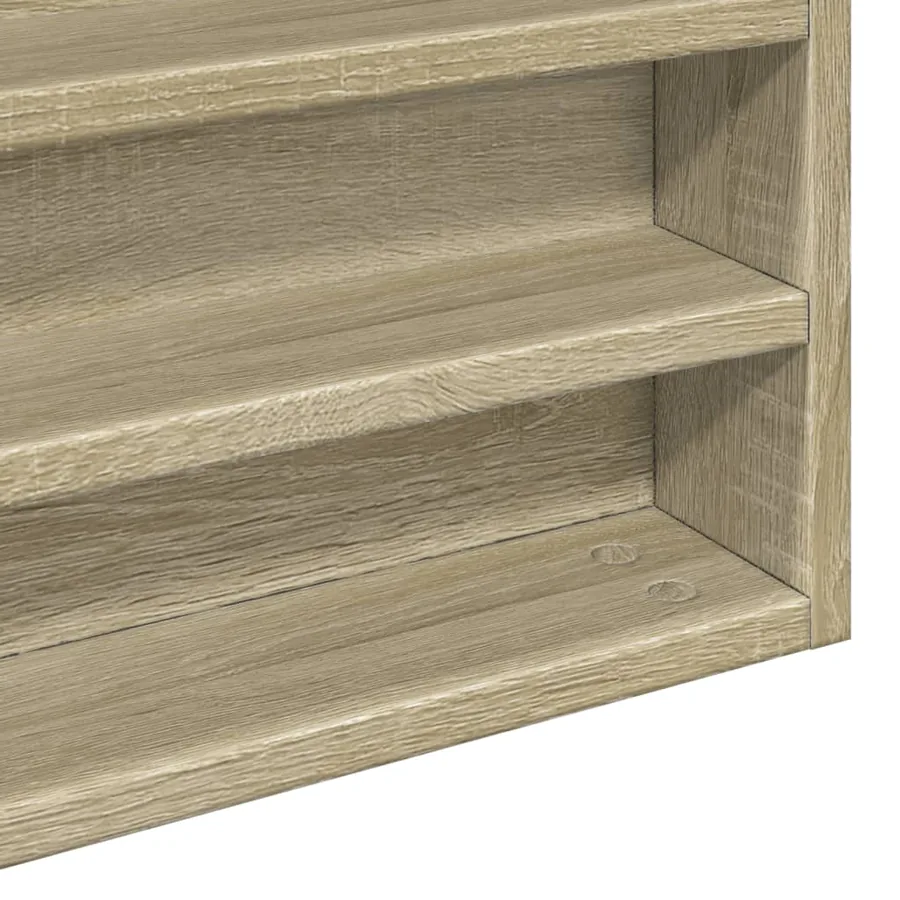Armoire à vitrine chêne sonoma 100x8,5x75 cm bois d'ingénierie - 7